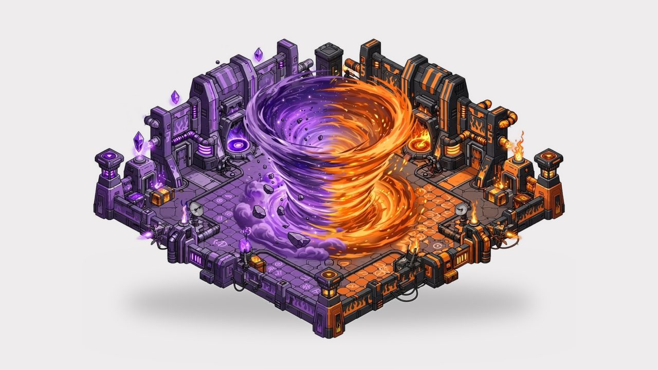 Vortex base with gravity rings and fire vents